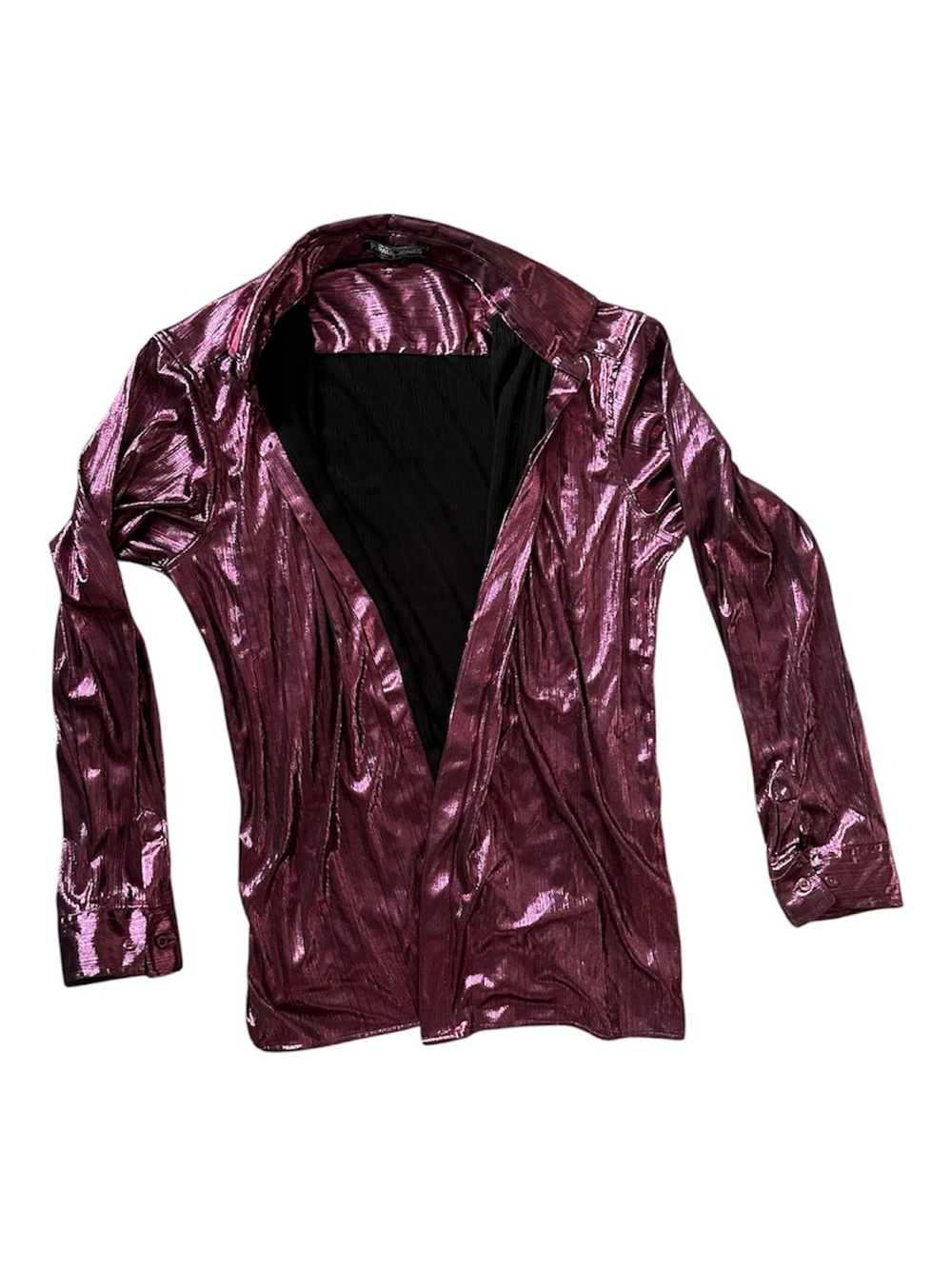 Men's Metallic Plum Dress Shirt - Shiny Long-Sleeve
